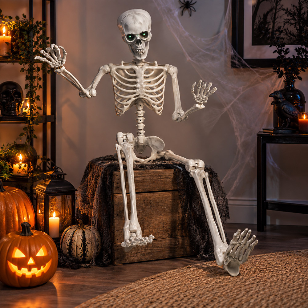 #winning 5ft Posable Halloween Skeleton with Colour Changing LED Eyes