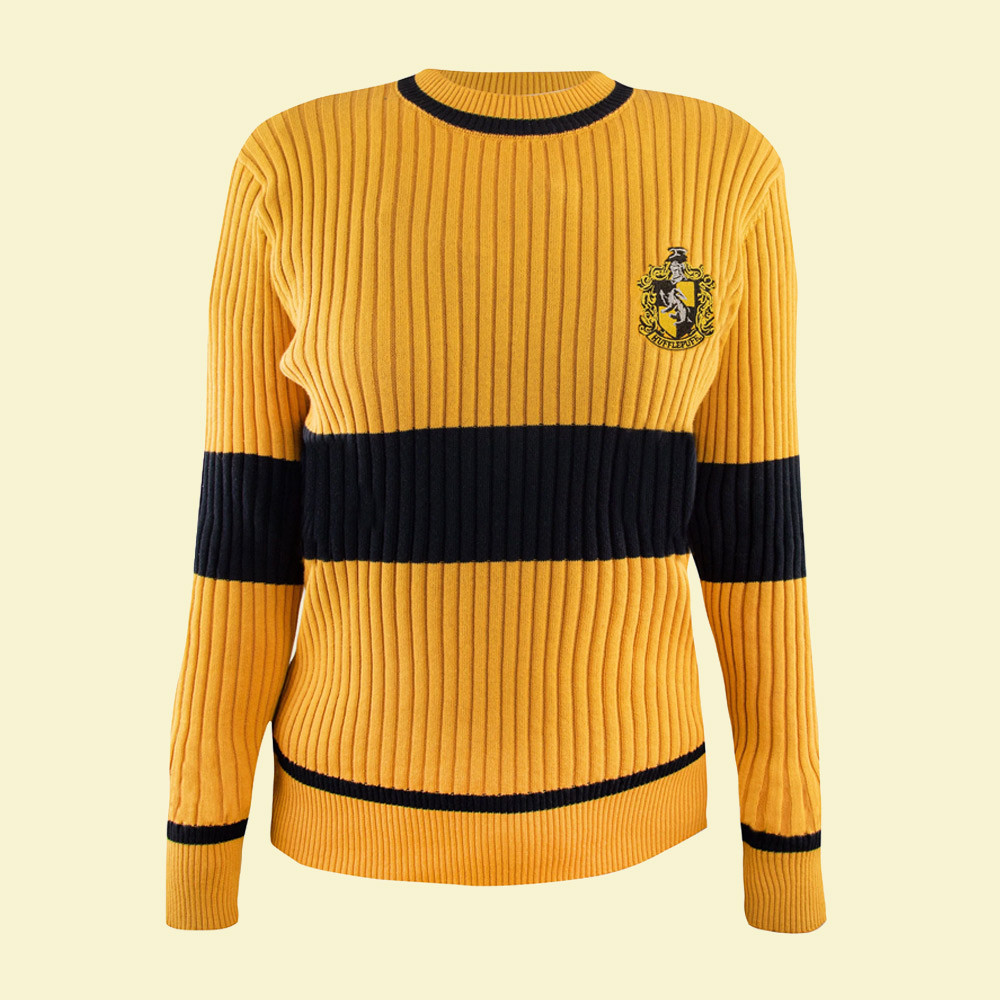 Harry Potter Unisex Yellow/Black Hufflepuff Quidditch Sweater Medium