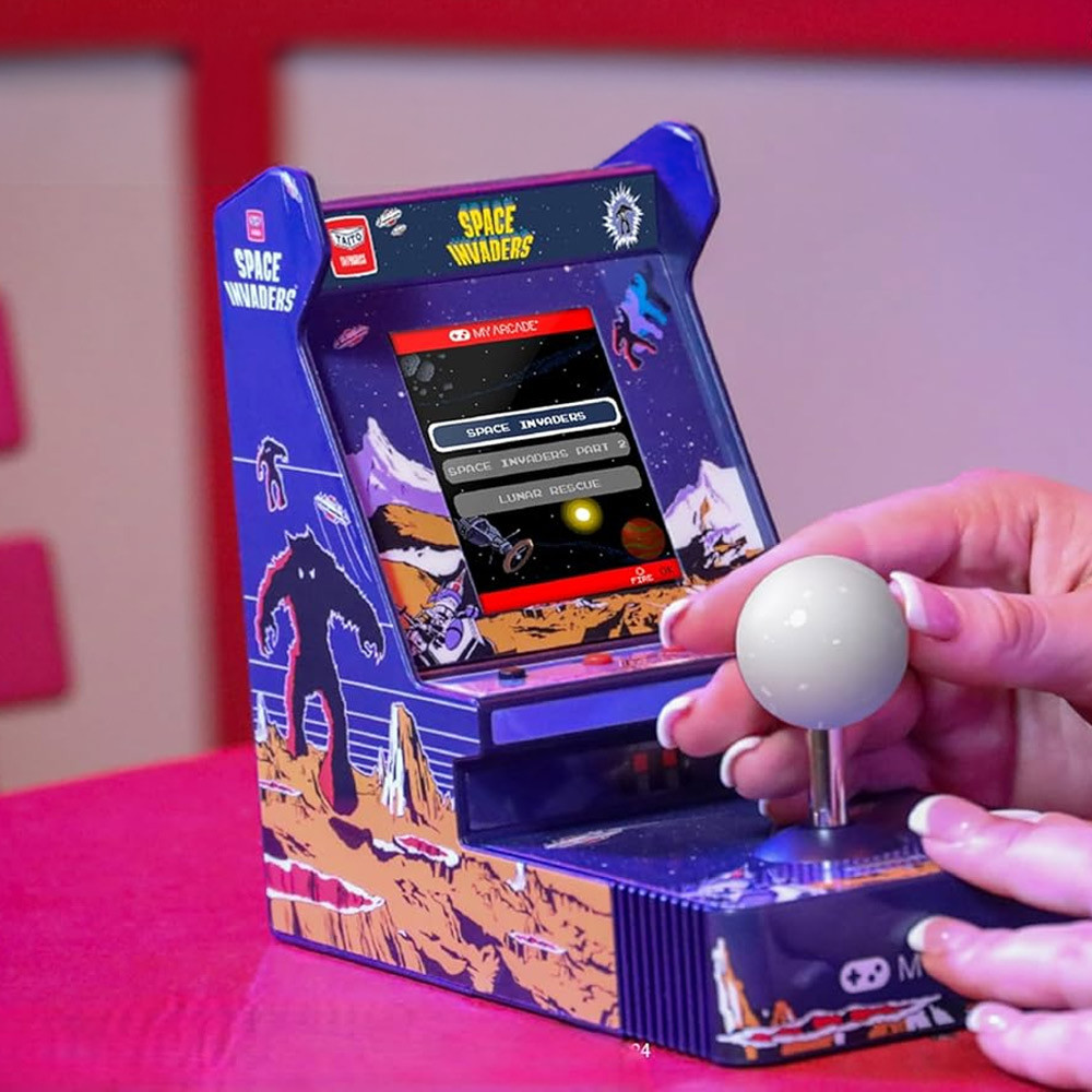 Space Invaders Joystick Portable Retro Arcade Console with 3.5-inch Colour Display