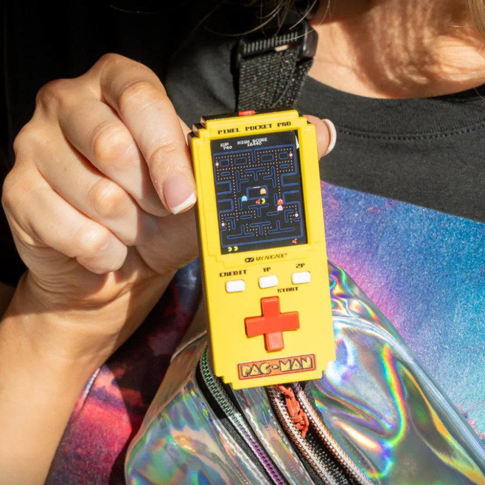 Pac-Man Pixel Pocket Pro Portable Gaming System Yellow Red Handheld Console