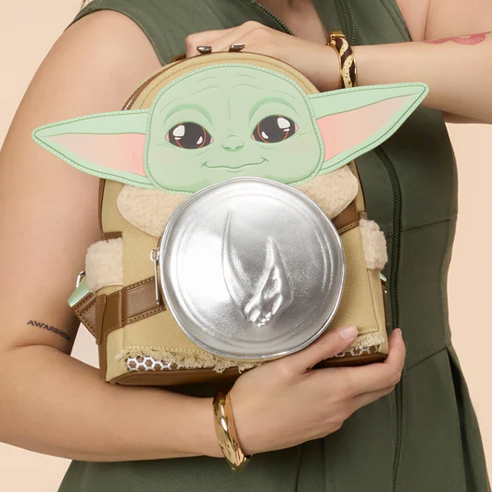 Star Wars Silver Mandalorian And Grogu Loungefly Mini Backpack