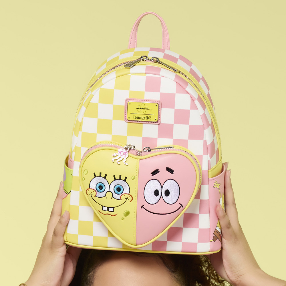 Nickelodeon Pink/Yellow Spongebob Squarepants Patrick Star Checker Loungefly Mini Backpack