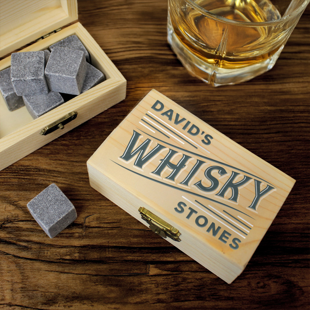 Personalised Memento Company Grey Personalised Whisky Stones Box Set Of 8