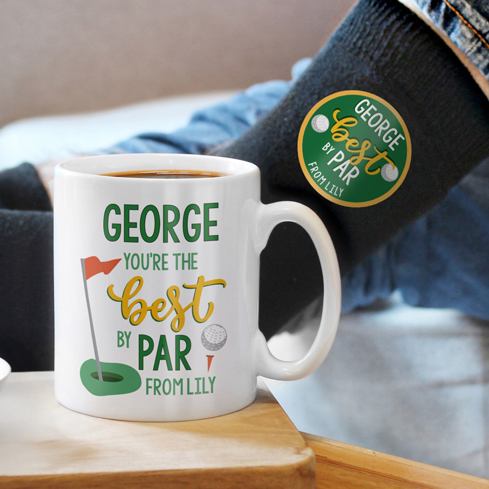 Personalised Memento Company Men's Black Personalised Best By Par Mug & Socks Set