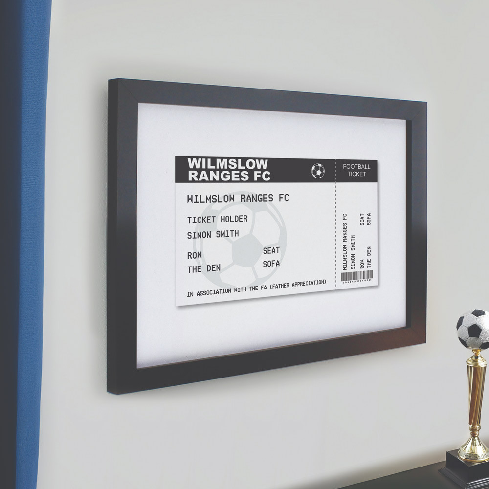 Personalised Memento Company Black Personalised Football Ticket Poster Framed