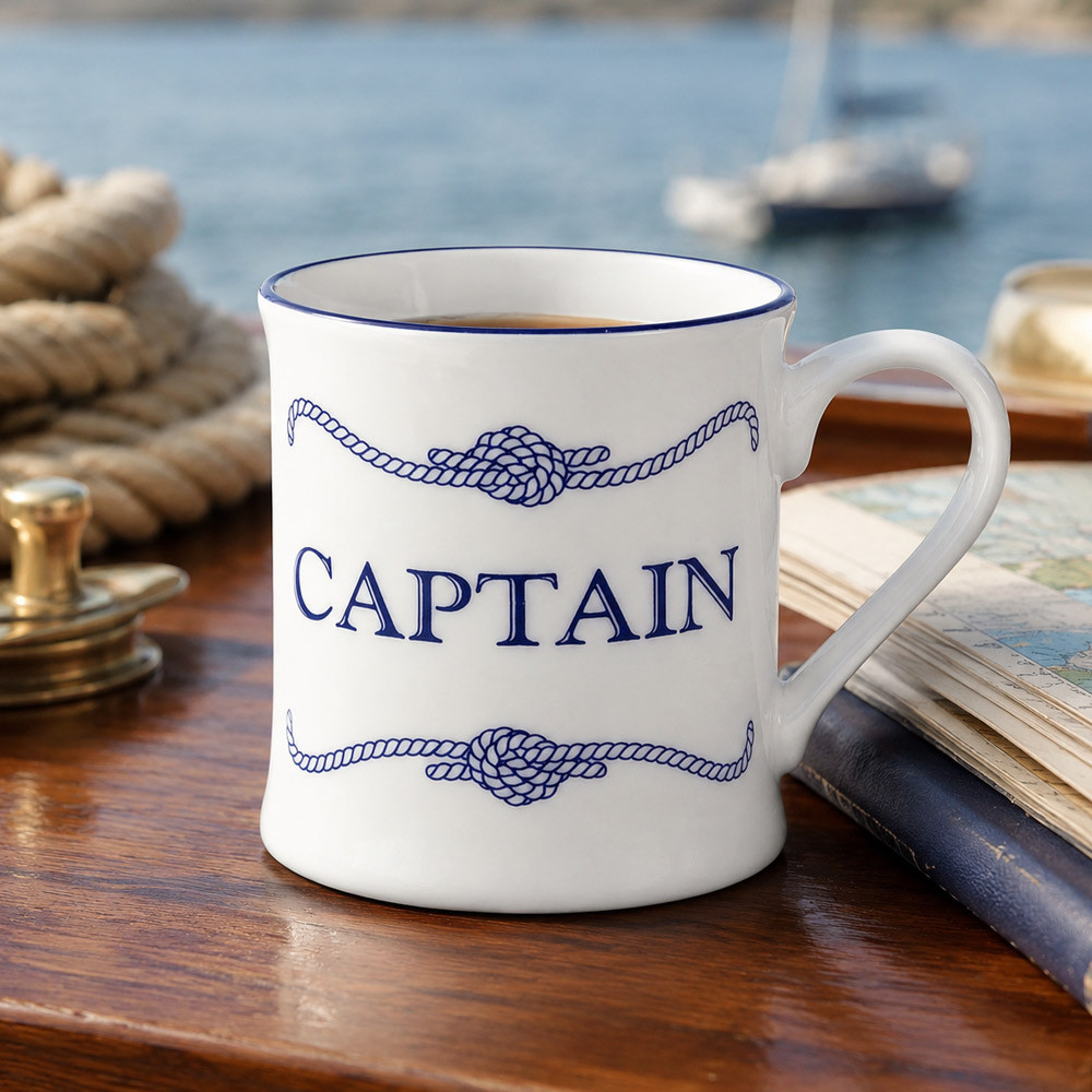Nauticalia Ltd Men's White Captain Crew Mug