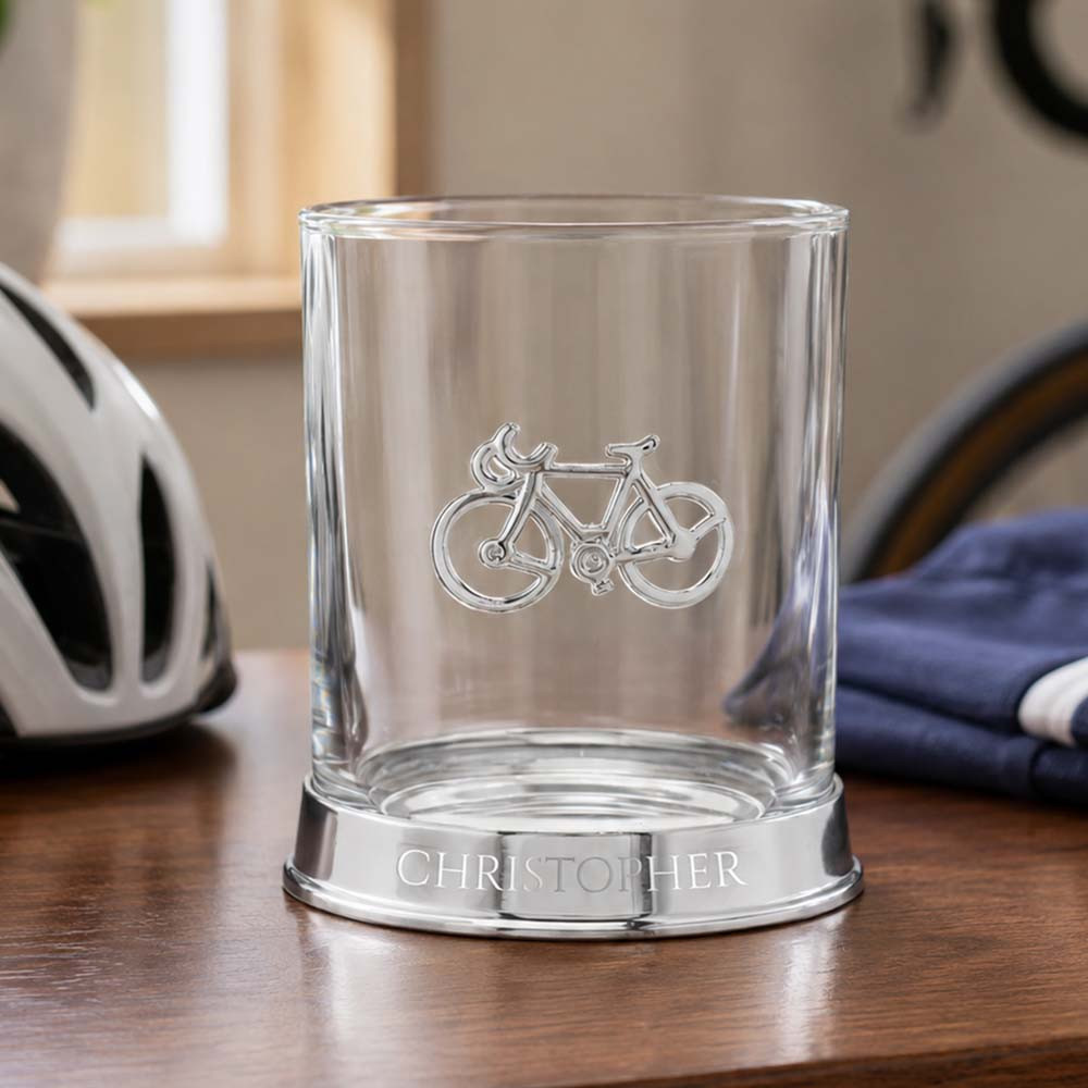 Personalised Cycling Pewter Whisky Tumbler
