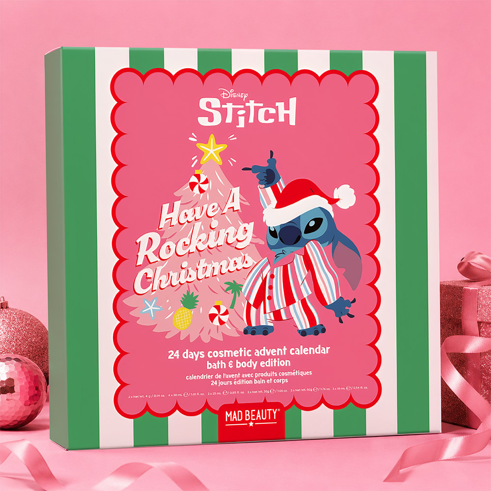 Disney Lilo & Stitch 24-Day Cosmetic Advent Calendar with Bath and Skincare Treats in Cream