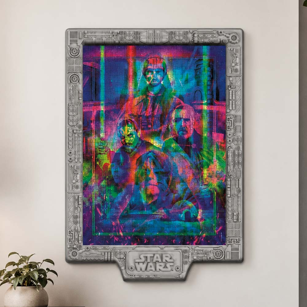 Star Wars Prequel Trilogy Metamorphic Puzzle Art with LED Lights, Cardboard Jigsaw Set