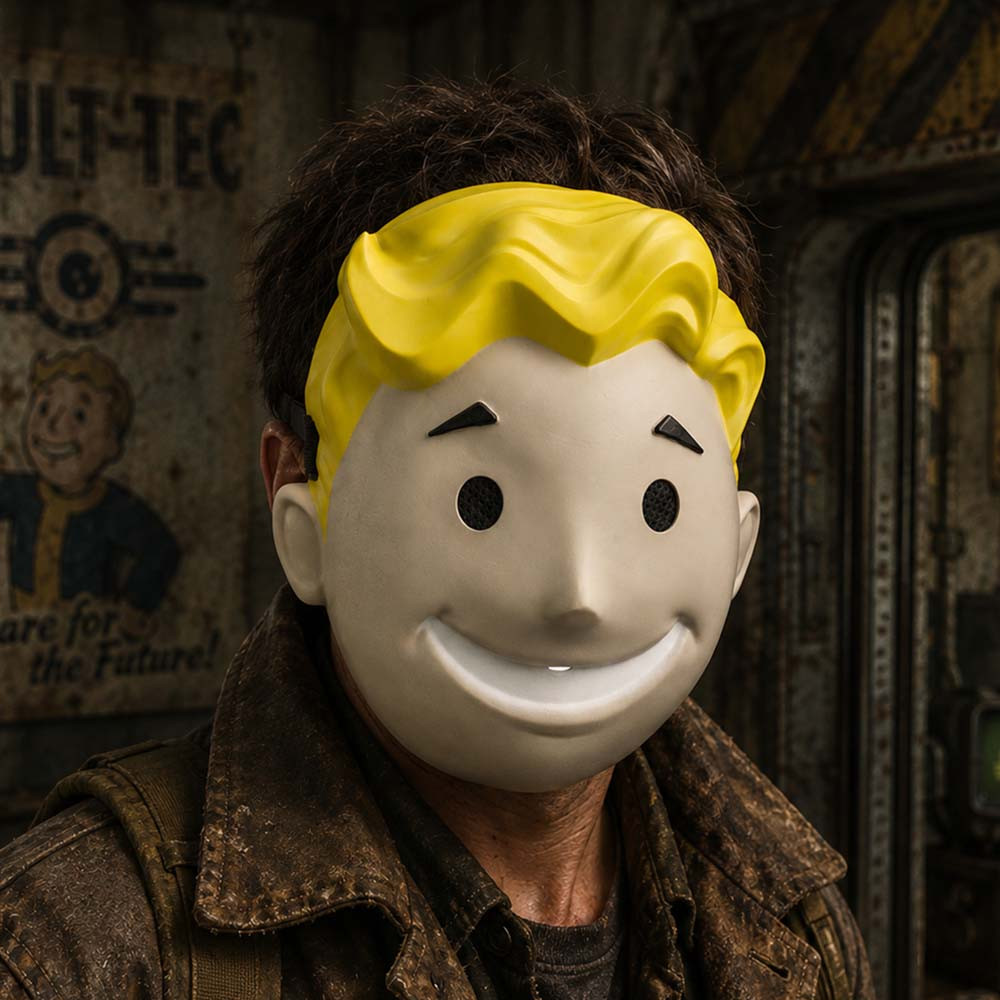 Bethesda Softworks Fallout Vault Boy Retro Mask for Men, Rigid Plastic Costume Accessory for Gaming Fans and Cosplay Events