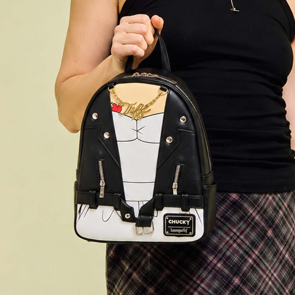 Loungefly Bride of Chucky Tiffany Cosplay Mini Backpack in Gold Silver and Red