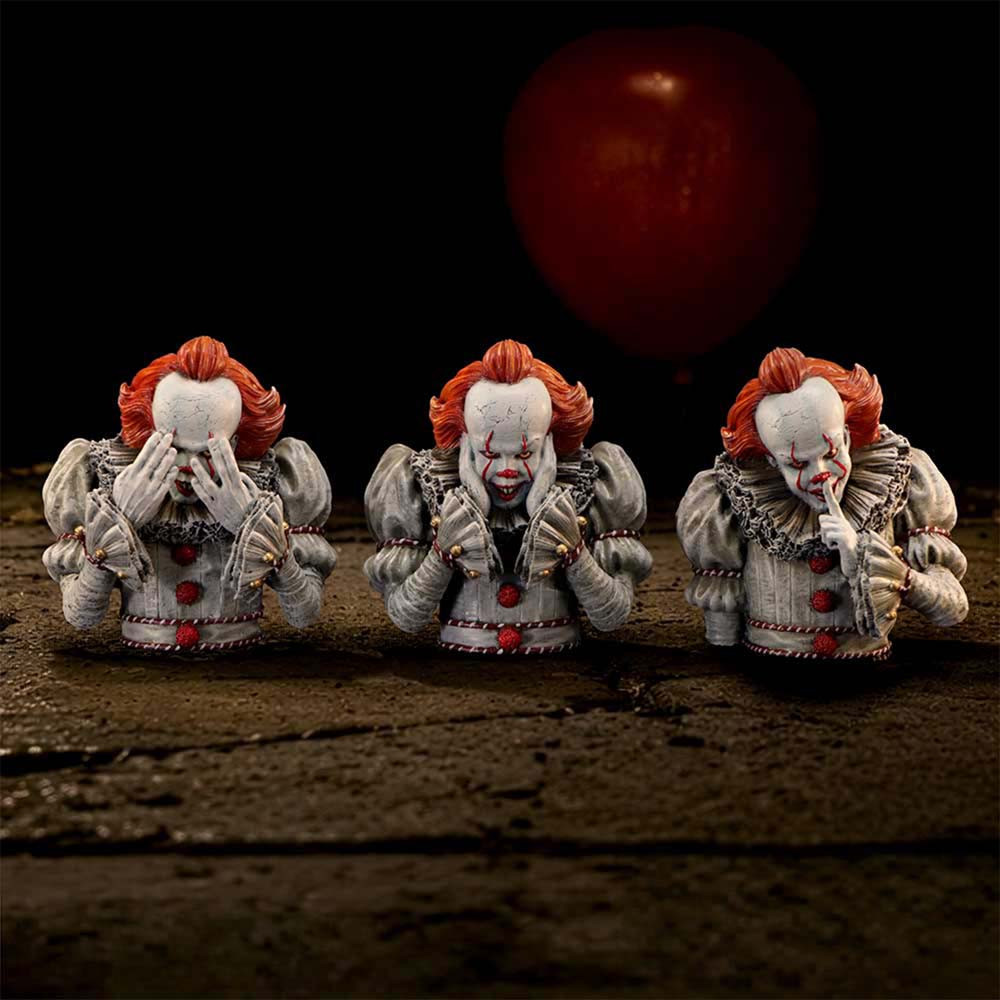IT Three Wise Pennywise Collectible Figurine Set, 14 cm Horror Statue Trio