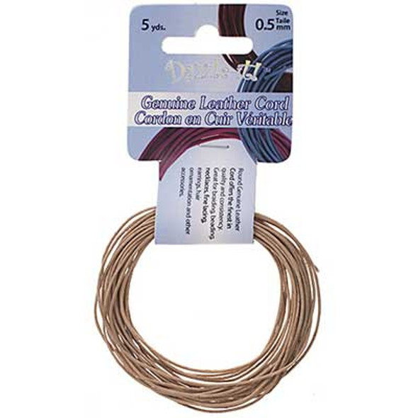 Leather Cord Natural Round .5Mm 5Yds Dazzle-It