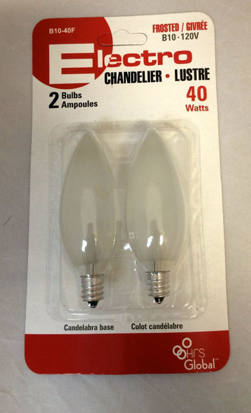 Electro 2 Pk Bulbs Candelabra Base Frosted 40 Watts