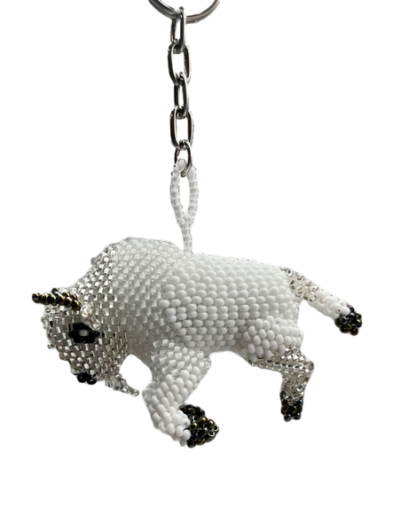 Beaded Buffalo Keychain White Assorted