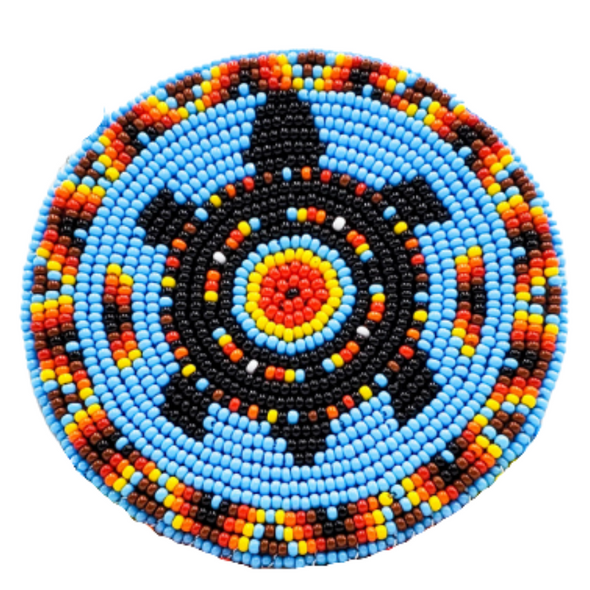 Beaded Medallion 4" Leather Back-Assorted Colors