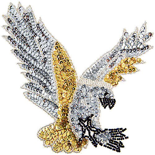 Sequin Eagle 2 Pcs Gold/Silver 17 Cm X 17 Cm (6.69"X6.69") 2