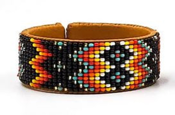 Beaded Bracelet 1.25"  Md Leather Cuff Asst