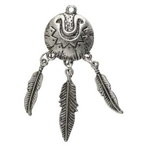 Pendant Metal Feathers 64Mm 10Pk  Ant.Slvr