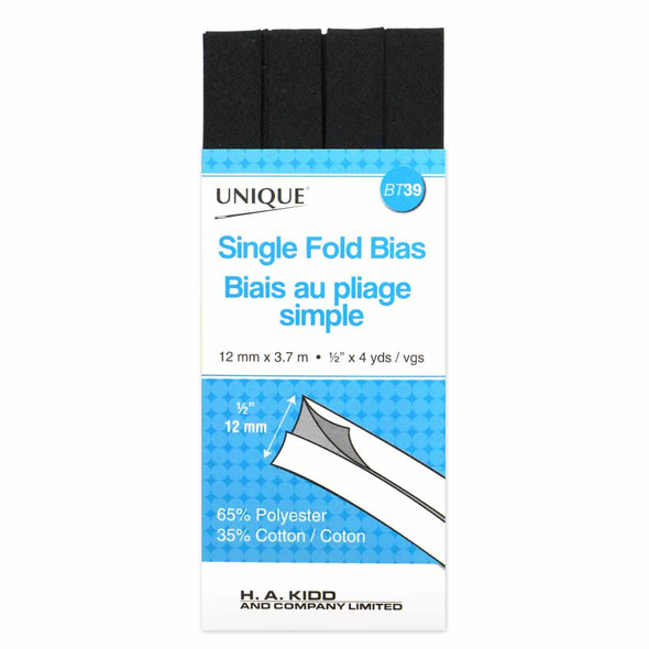 Single Fold Bias Tape Black #001 3.7M