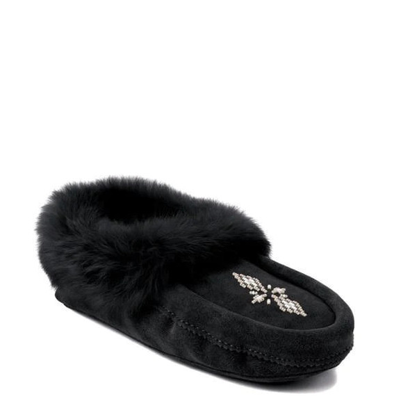 Tipi Fur Trim Suede Black 10-13 Mens Moccasin