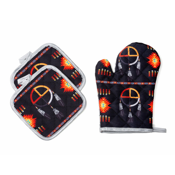 Oven Mitt 3Pc Asst Medicine Wheel