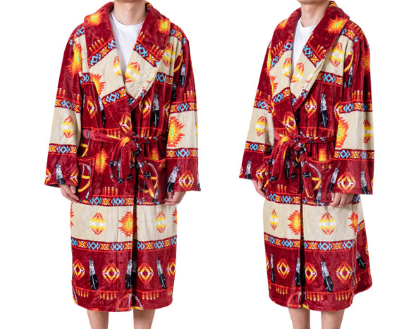 Robe With Collar Burgundy Medicine Wheel