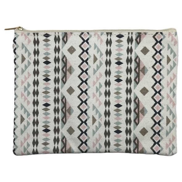 Pouch Tribal White 7.5 X 6 & Zipper