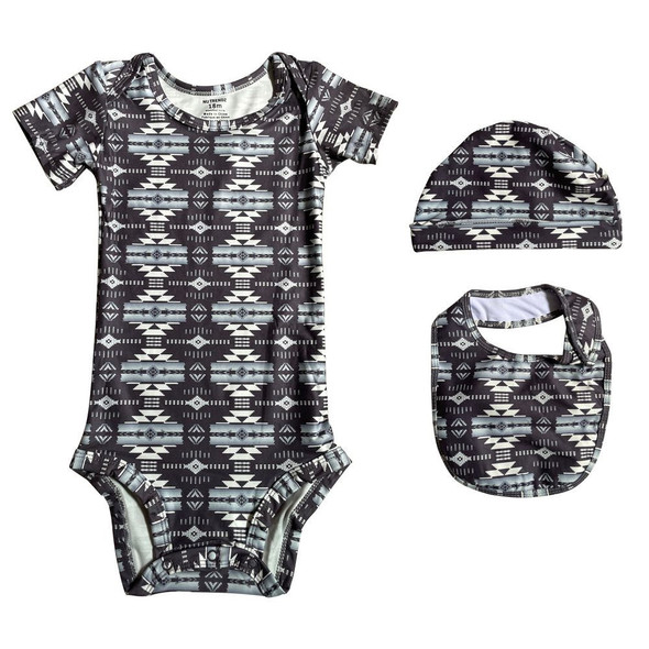 Baby Onesie 3Pc Southwest W Bib/Beanie 12 Month