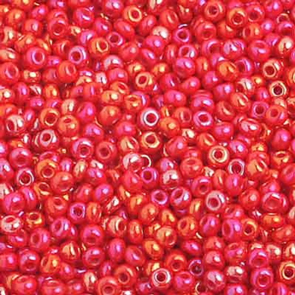 Beads 10 Hank Op.Medium Red Ab Preciosa