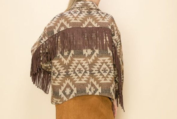 Jacket Tribal S-Xl Fringe Brown Vocal