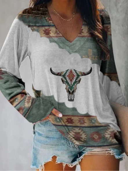 Top Tribal Long Sleeve Skull L-3Xl