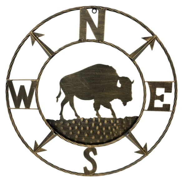 Metal Buffalo Compass 24"