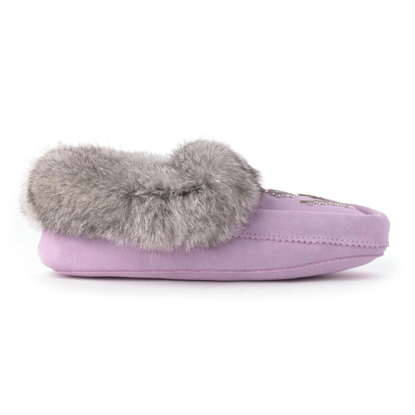 Tipi Fur Trim Suede Purple Ladies Moccasin