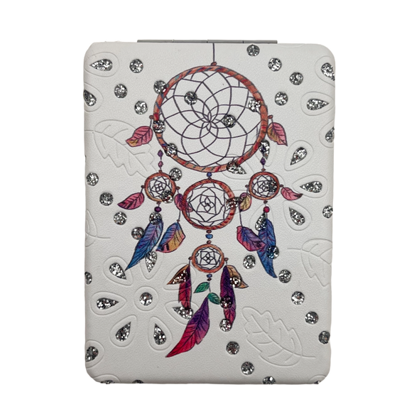 Pocket Mirror with Magnifier Dream Catcher White - Assorted