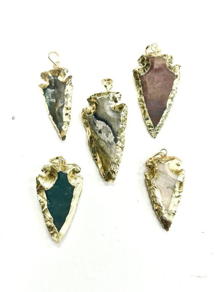 Agate Pendant 1pc Gold Plated Arrow