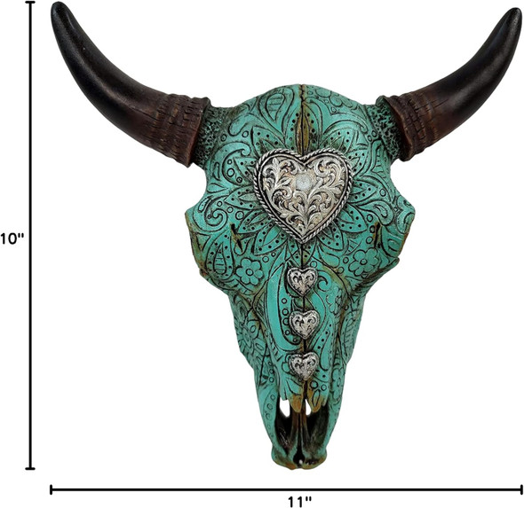Wall Décor Skull W Hearts Turquoise