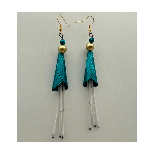Blue Cone Earrings 4" Indigenous Made