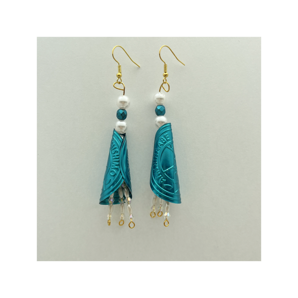 Blue Cone Earrings 3" Indigenous Made