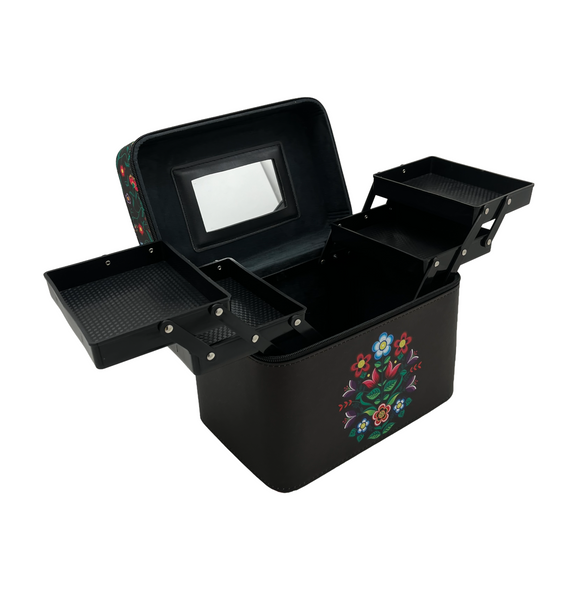 2 Level Cosmetic Case Floral Gathering W Mirror 2 Level Cosmetic Case Floral Gathering W Mirror