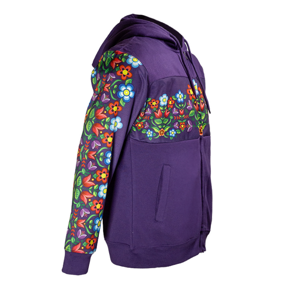 Ladies Hoodie Zip-up Floral Gathering - Purple Ladies Hoodie Zip-up Floral Gathering - Purple