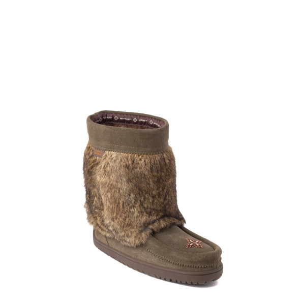 Half Suede Dark Olive Ladies Waterproof Mukluk