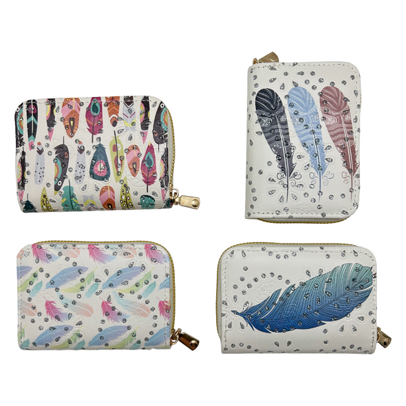 Card Wallet Feathers W Rhinestones