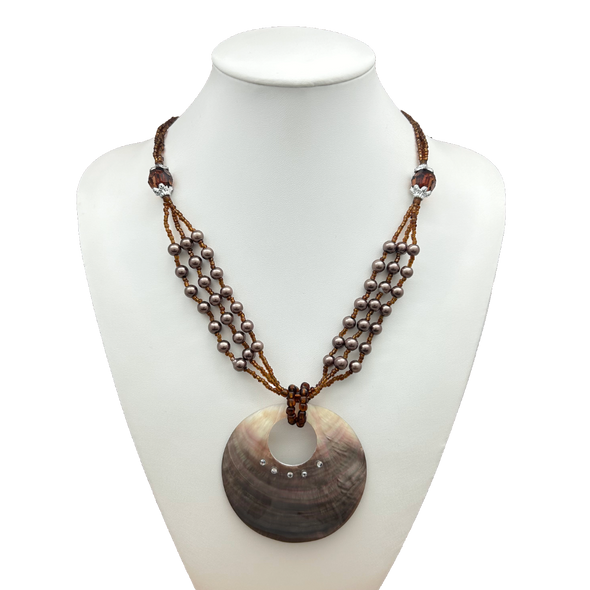 Statement Necklace Strung with Amber colored  beads