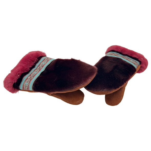 Mittens with Dyed Seal fur - Purple and Turquoise Mittens with Dyed Seal fur - Purple and Turquoise