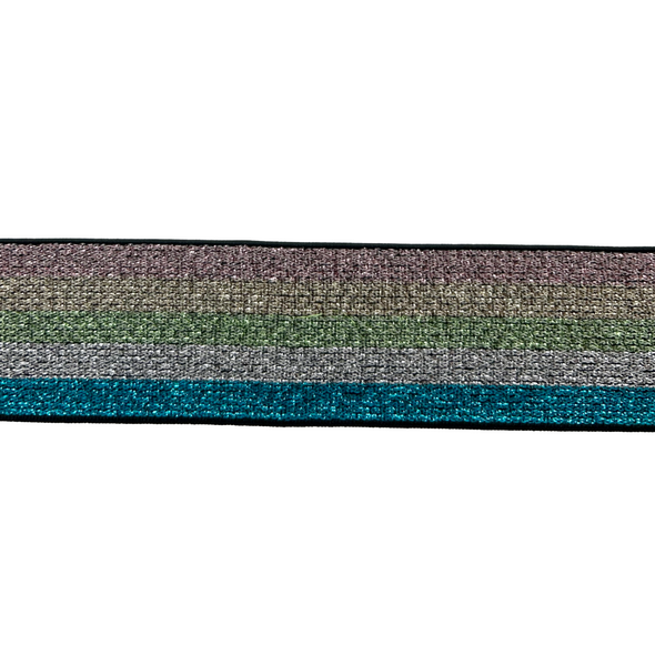 ELASTIC LUREX 40mm 1 1/2" - SOLD PER METER MULTI LINES ELASTIC LUREX 40mm 1 1/2" - SOLD PER METER MULTI LINES