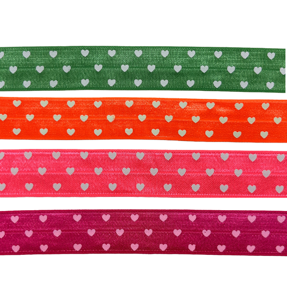ELASTIC BIAS TAPE HEARTS 25mm 1" - SOLD PER METER
