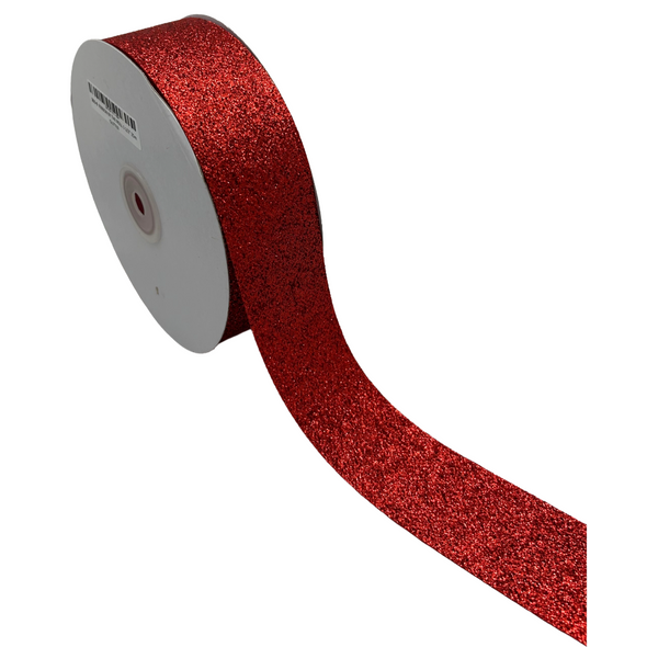 Ribbon By The Roll 1 1/2" 25m Glitter -  Red
