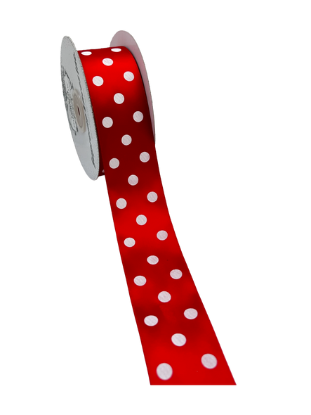 Ribbon By The Roll 1 1/2" 25m Polkadot - Red