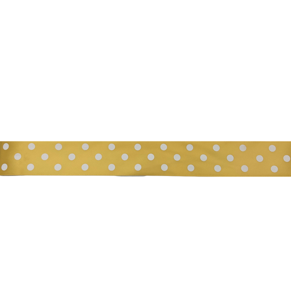 Ribbon By The Roll 1 1/2" 25m Polkadot - Gold